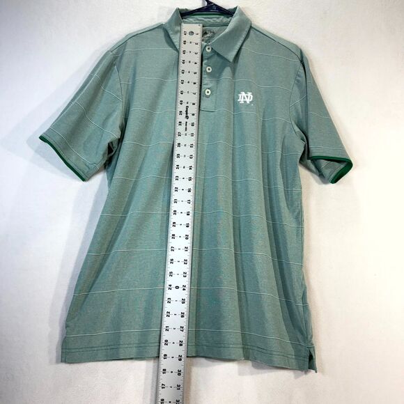 Adidas Golf Climalite Light Green Striped Polo with Notre Dame Logo Mens Size M - Picture 10 of 11